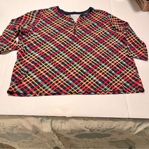 Kim Rogers Womens Size 2X XXL Multicolored Plaid Cotton Top Shirt Blouse Coastal